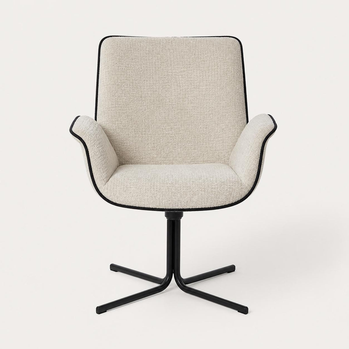 Bramley Bouclé Swivel Armchair — Cream, front view