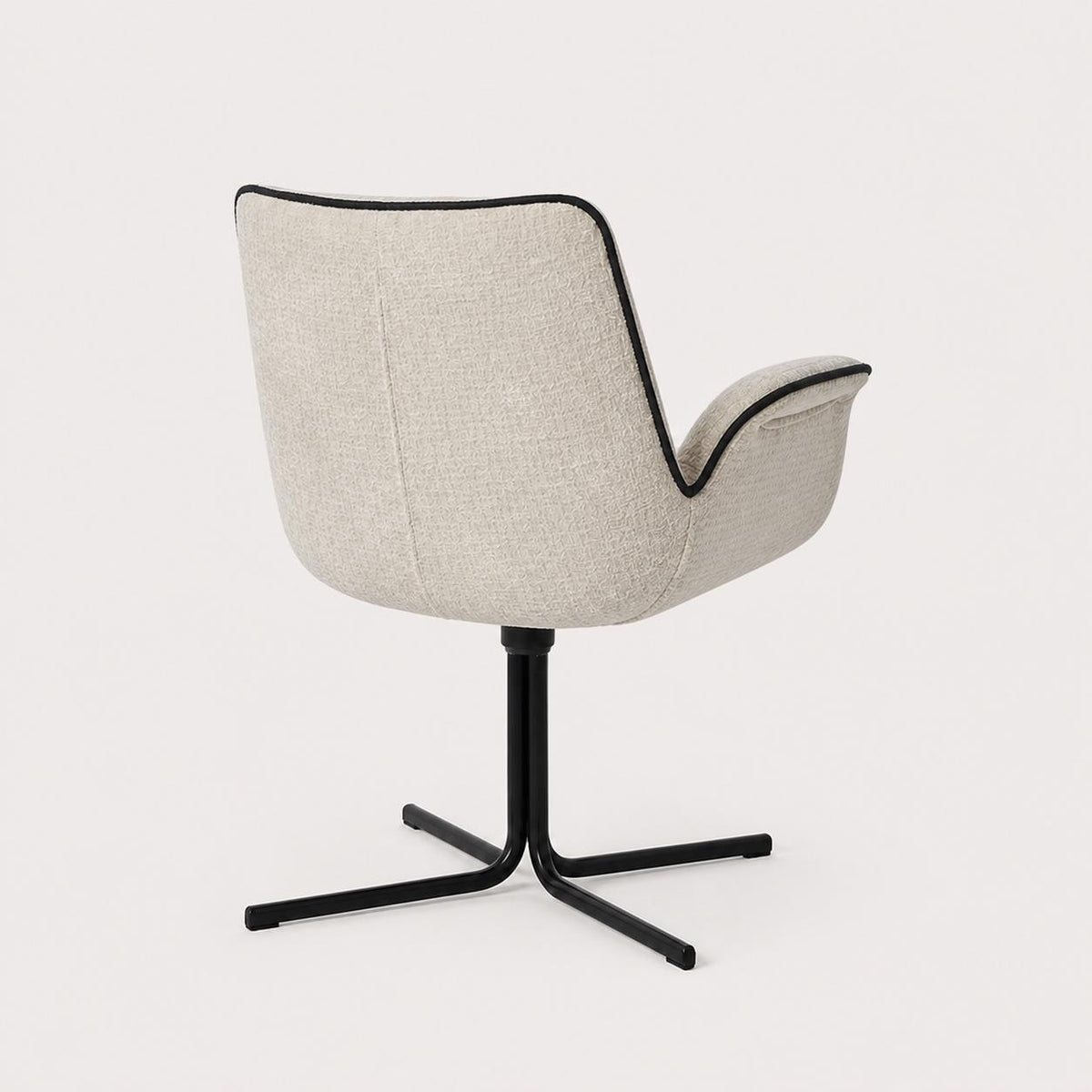 Bramley Bouclé Swivel Armchair — Cream, rear view
