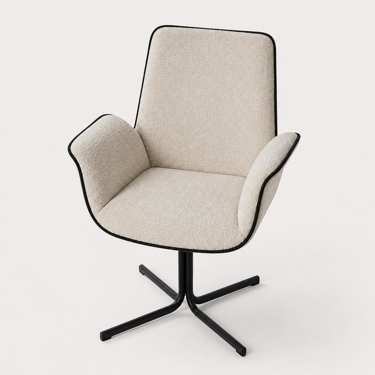 Bramley Bouclé Swivel Armchair — Cream, alternate angle