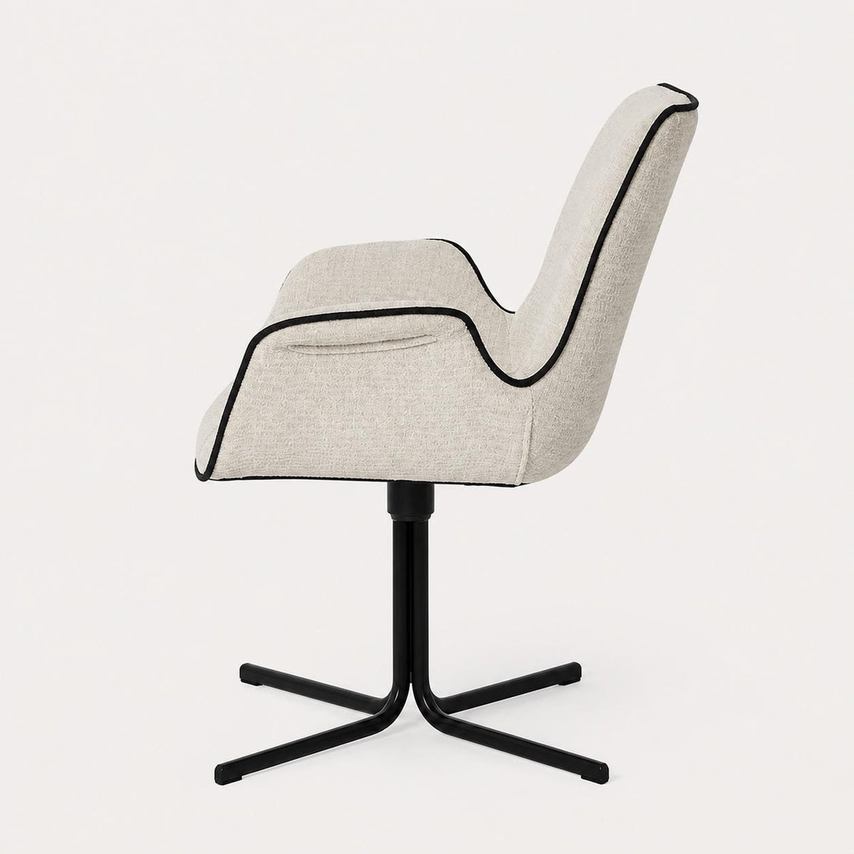 Bramley Bouclé Swivel Armchair — Cream, side view