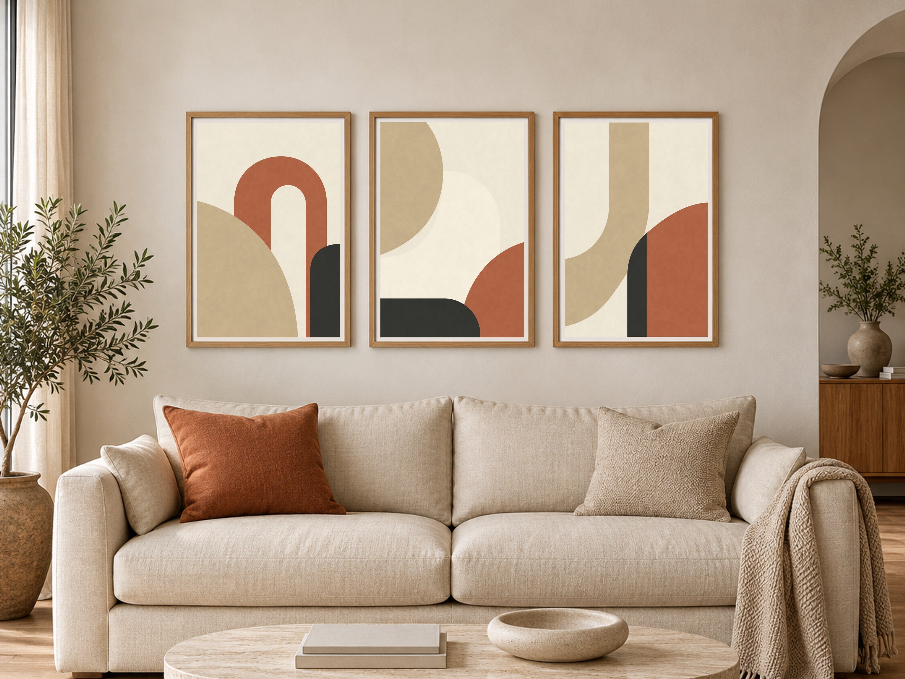The three POWIS Form and Earth art prints, shown framed for styling